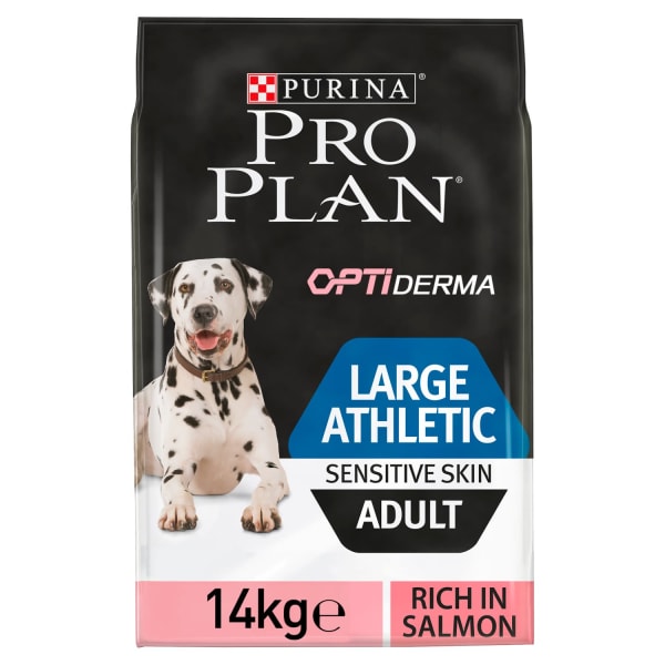 Image of Purina Pro Plan Opti Derma Sensitive Skin Large Athletic Adult Dry Dog Food - Salmon, 14kg - Salmon