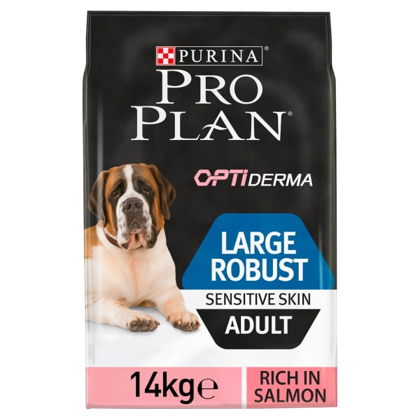 Image of Purina Pro Plan Opti Derma Sensitive Skin Large Robust Adult Dry Dog Food - Salmon, 14kg - Salmon