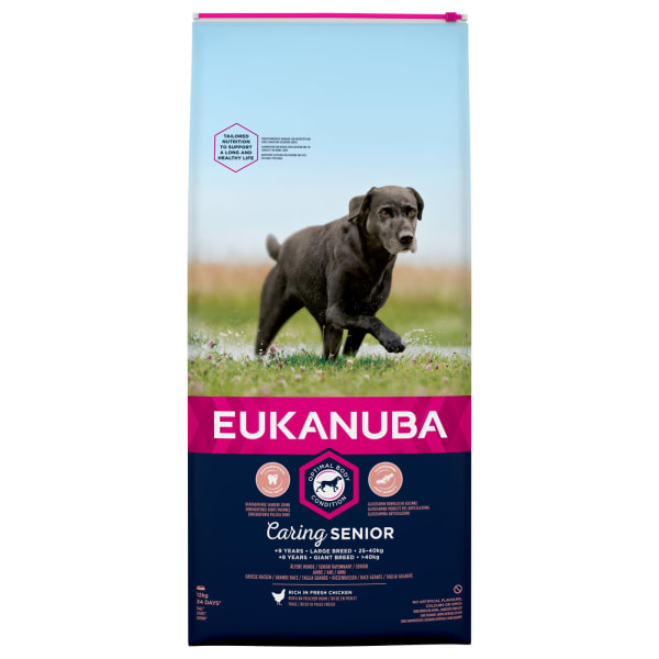 Image of Eukanuba Caring Senior Large Breed Dry Dog Food - Chicken, 12kg - Chicken