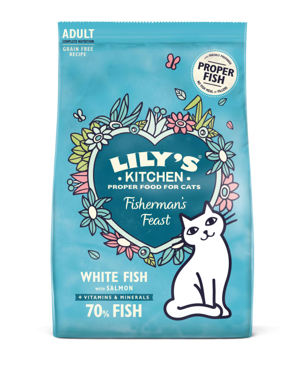 Image of Lily's Kitchen Adult Fishermans Feast Dry Cat Food - White Fish & Salmon, 2kg - White Fish & Salmon
