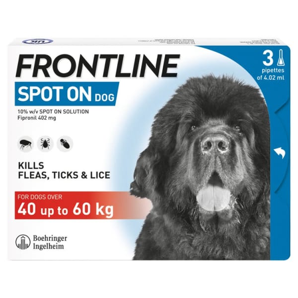 Image of Frontline Spot On Flea & Tick Treatment for Extra Large Dogs (40-60kg), 3 Pipettes