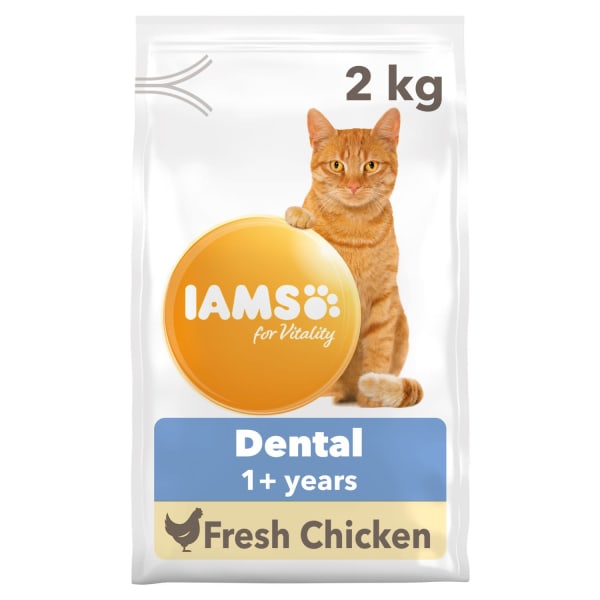 Image of IAMS for Vitality Dental Cat Food with chicken, 2kg - Chicken