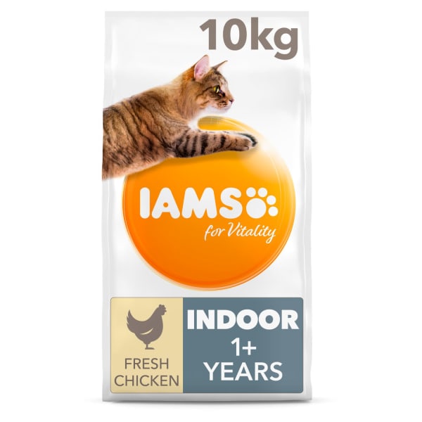 Image of IAMS for Vitality Indoor Cat Food with chicken, 10kg - Chicken