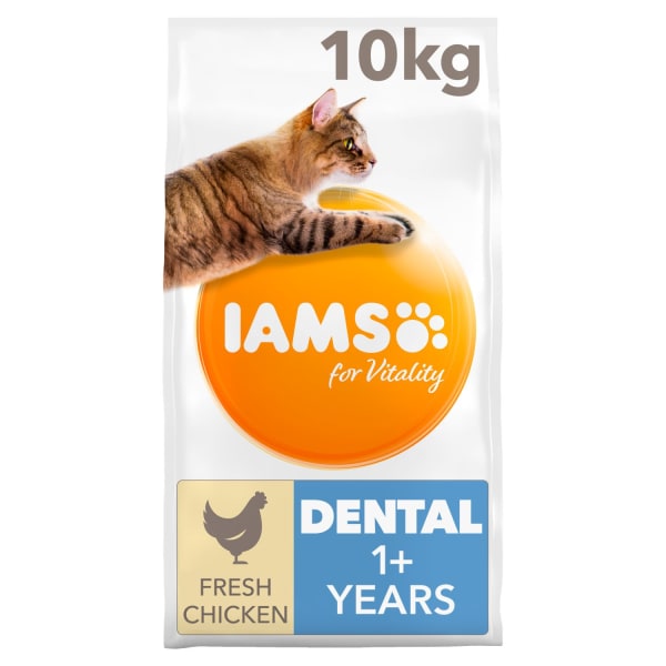 Image of IAMS for Vitality Dental Cat Food with chicken, 10kg - Chicken
