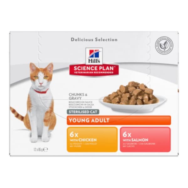 Image of Hill's Science Plan Feline Young Adult Sterilised Cat Chicken & Salmon Pouches, 12x85g - Mixed