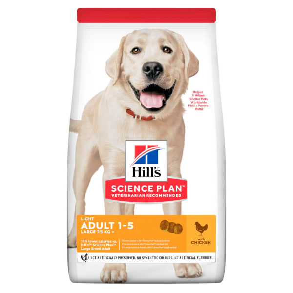 Image of Hill's Science Plan Light Large Adult 1-5 Dry Dog Food - Chicken, 14kg - Chicken