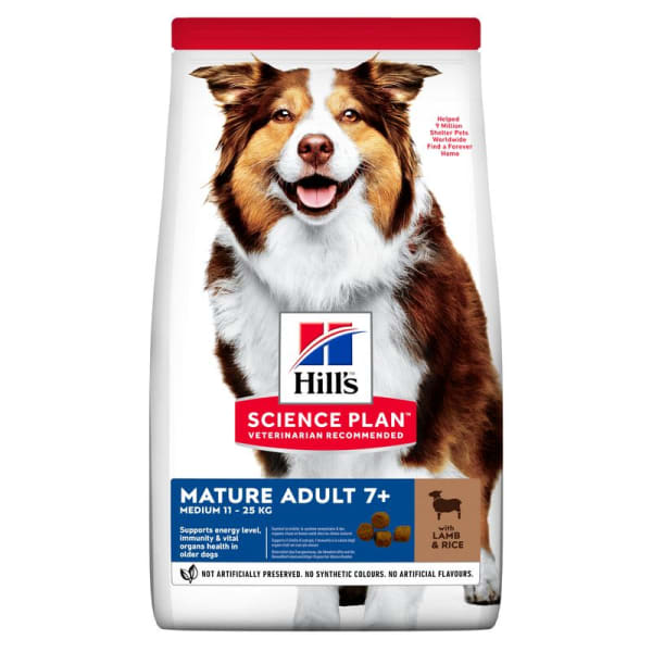 Image of Hill's Science Plan Medium Mature Adult 7+ Dry Dog Food - Lamb & Rice, 14kg - Lamb & Rice