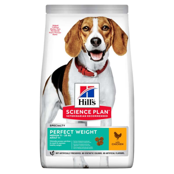 Image of Hill's Science Plan Perfect Weight Medium Adult 1+ Dry Dog Food - Chicken, 12kg - Chicken