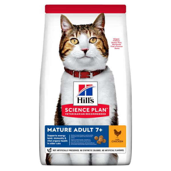 Image of Hill's Science Plan Mature Adult 7+ Chicken Dry Cat Food, 10kg - Chicken