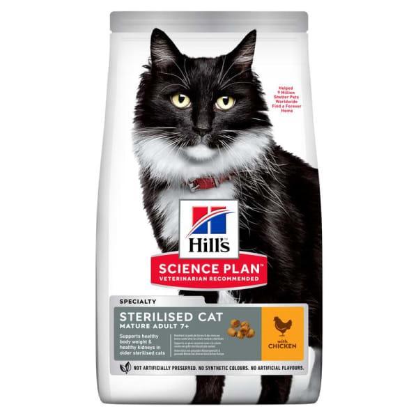 Image of Hill's Science Plan Sterilised Mature Adult 7+ Dry Cat Food - Chicken, 3kg - Chicken