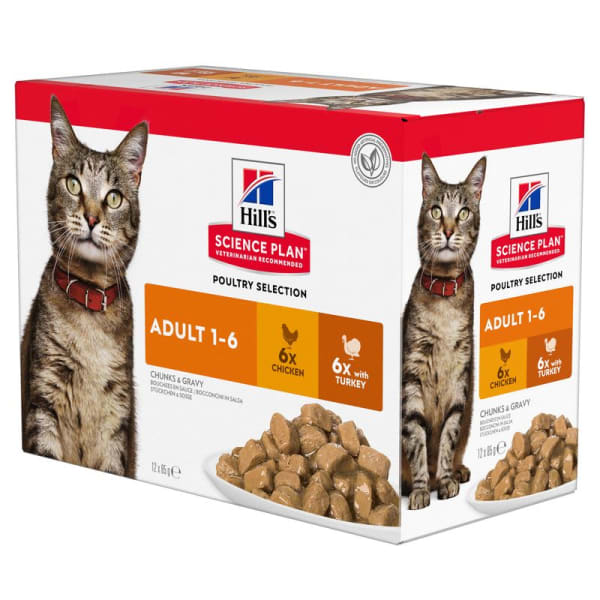 Image of Hill's Science Plan Adult 1-6 Wet Cat Food - Poultry Selection, 12 x 85g - Poultry Selection