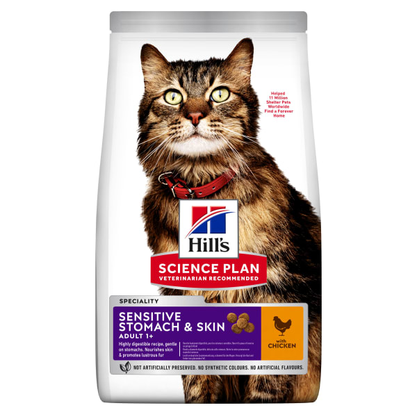 Image of Hill's Science Plan Sensitive Stomach & Skin Adult 1+ Dry Cat Food - Chicken, 7kg - Chicken