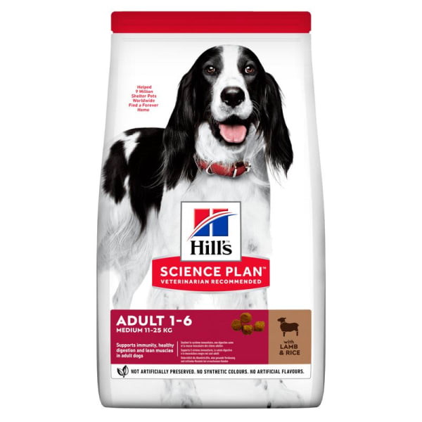Image of Hill's Science Plan Medium Adult 1-6 Dry Dog Food - Lamb & Rice, 14kg - Lamb & Rice