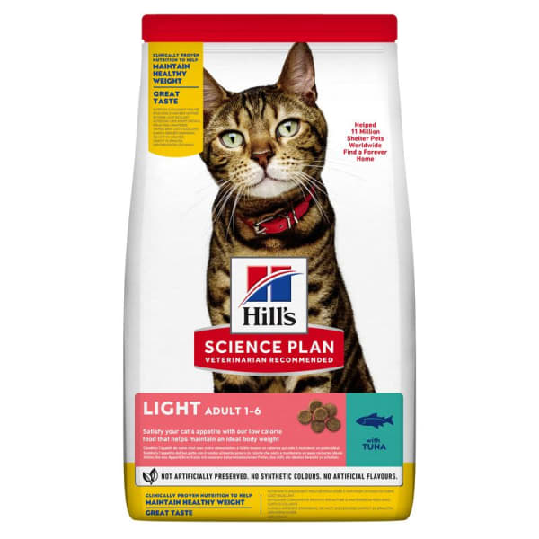 Image of Hill's Science Plan Light Adult 1-6 Dry Cat Food - Tuna, 7kg - Tuna