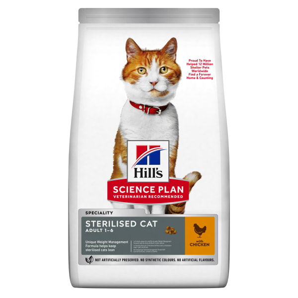 Image of Hill's Science Plan Sterilised Cat Young Adult Dry Cat Food - Chicken, 1.5kg - Chicken