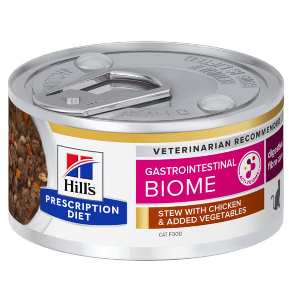 Image of Hill's Prescription Diet Gastrointestinal Biome Digestive Care Adult/Senior Wet Cat Food - Chicken & Vegetable Stew, 24 x 82g - Chicken & Vegetables
