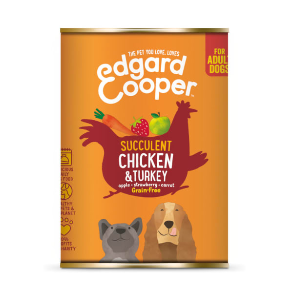 Image of Edgard & Cooper Grain Free Adult Tin Wet Dog Food - Chicken & Turkey, 6 x 400g - Chicken & Turkey