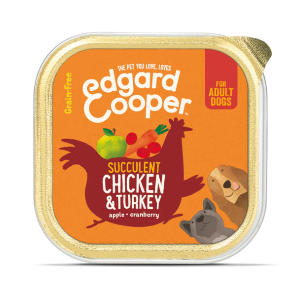 Image of Edgard & Cooper Bio Organic Luscious Grain-free Adult Wet Dog Food - Turkey, 11 x 150g - Chicken & Turkey