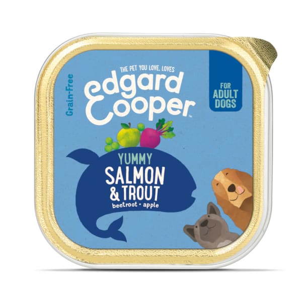 Image of Edgard & Cooper Yummy Grain Free Adult Wet Dog Food Cup - Salmon & Trout, 11 x 150g - Salmon & Trout