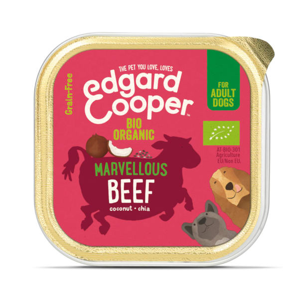 Image of Edgard & Cooper Marvellous Grain Free Adult Wet Dog Food Cup - Bio Organic Beef, 17 x 100g - Bio Organic Beef