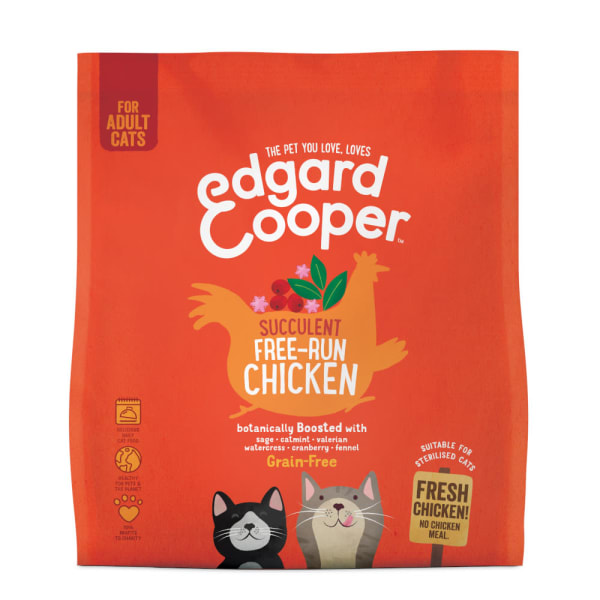 Image of Edgard & Cooper Grain Free Succulent Adult Dry Cat Food - Chicken, 1.75kg - Chicken, Duck & Whitefish