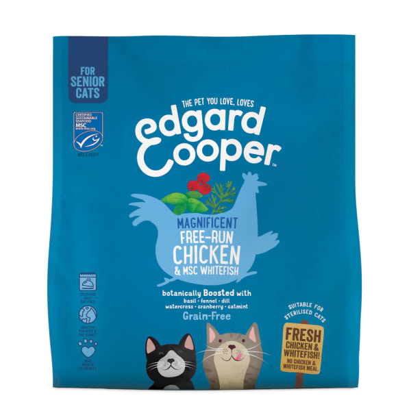 Image of Edgard & Cooper Grain Free Senior Dry Cat Food - Chicken & MSC Whitefish, 1.75kg - Chicken & MSC Whitefish
