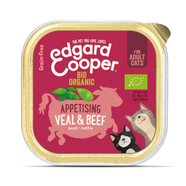 Image of Edgard & Cooper Bio Organic Grain Free Adult Wet Cat Food - Veal & Beef, 19 x 85g - Veal & Beef