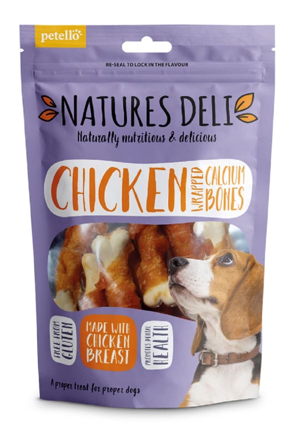 Image of Natures Deli Wrapped Calcium Bone Adult Dog Treats - Chicken, 100g - Chicken, Beef & Lamb