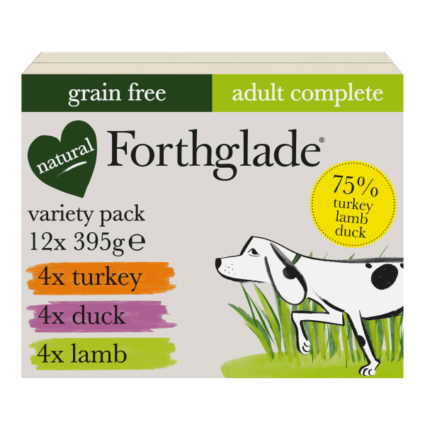 Image of Forthglade Complete Grain Free Adult Wet Dog Food - Variety Pack, 12 x 395g - Variety Pack