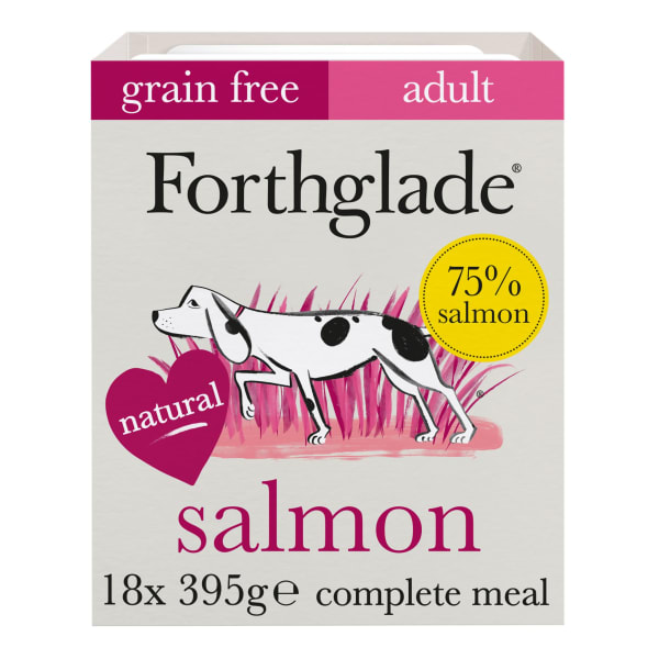 Image of Forthglade Complete Grain Free Adult Wet Dog Food - Salmon with Potato & Vegetables, 18 x 395g - Salmon with Potato & Veg