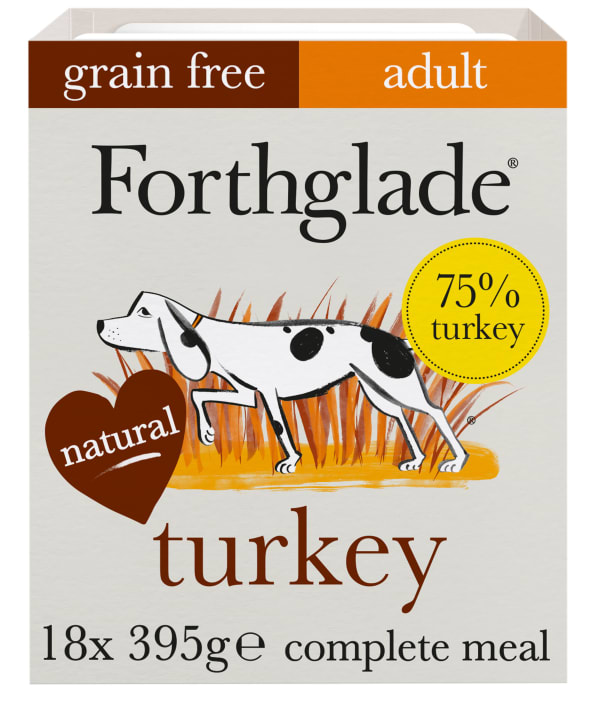 Image of Forthglade Limited Hero Dog Edition Complete Grain-free Adult Wet Dog Food - Turkey with Sweet Potato & Vegetables, 18 x 395g -