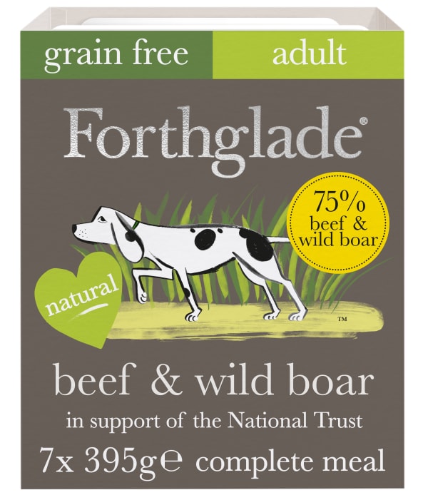 Image of Forthglade Gourmet Grain Free Adult Wet Dog Food - Beef & Wild Boar with Root Vegetables & Apple, 7 x 395g - Beef & Wild Boar with Root Vegetables & Apple