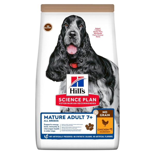 Image of Hill's Science Plan No Grain Mature Adult 7+ Dry Dog Food - Chicken, 2.5kg - Chicken