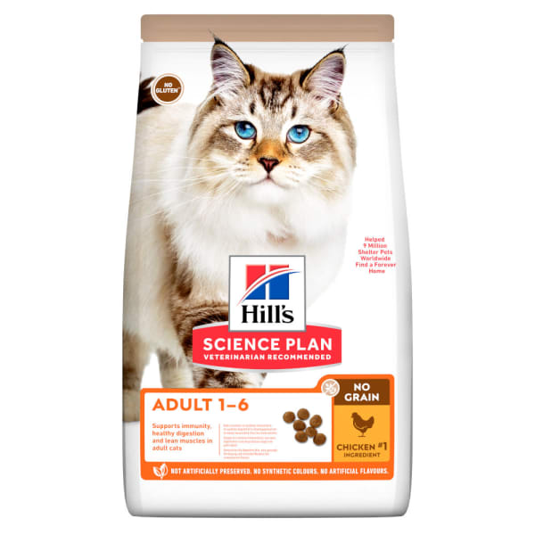 Image of Hill's Science Plan No Grain Adult 1-6 Dry Cat Food - Chicken, 1.5kg - Chicken