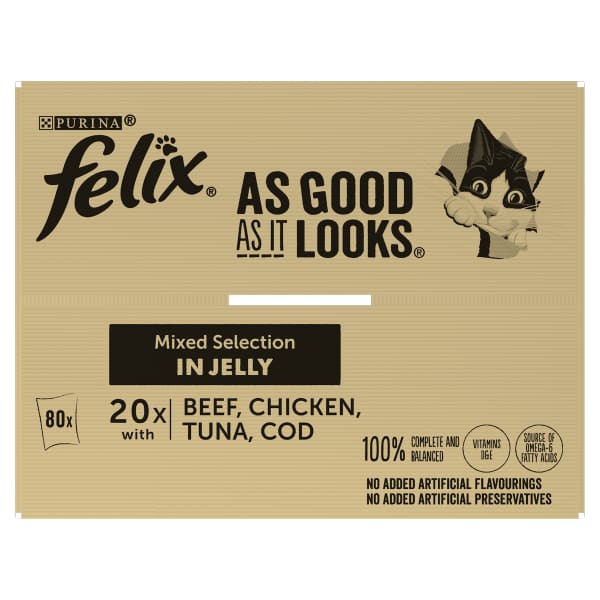 Image of Felix As Good As It Looks Meat And Fish Cat Food, 80 x 100g - Meat & Fish