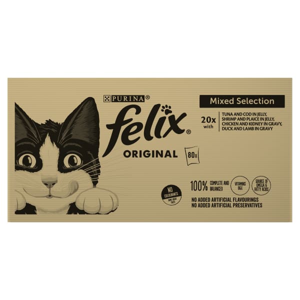 Image of Felix Fish & Poultry Cat Food, 80 x 100g - Fish & Poultry