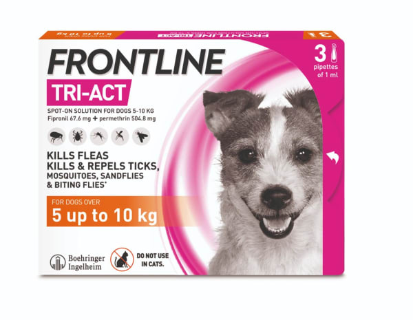 Image of Frontline Tri-Act Flea & Tick Treament for Small Dogs (5-10kg), 3 Pack