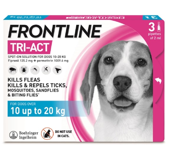 Image of Frontline Tri-Act Flea & Tick Treament for Medium Dogs (10-20kg), 3 Pack