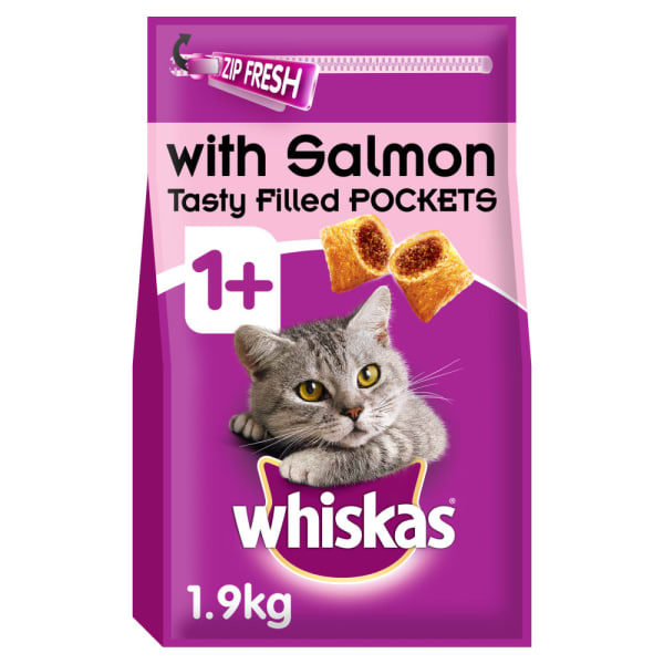Image of Whiskas 1+ Complete Adult Dry Cat Food - Salmon, 1.9kg - Salmon