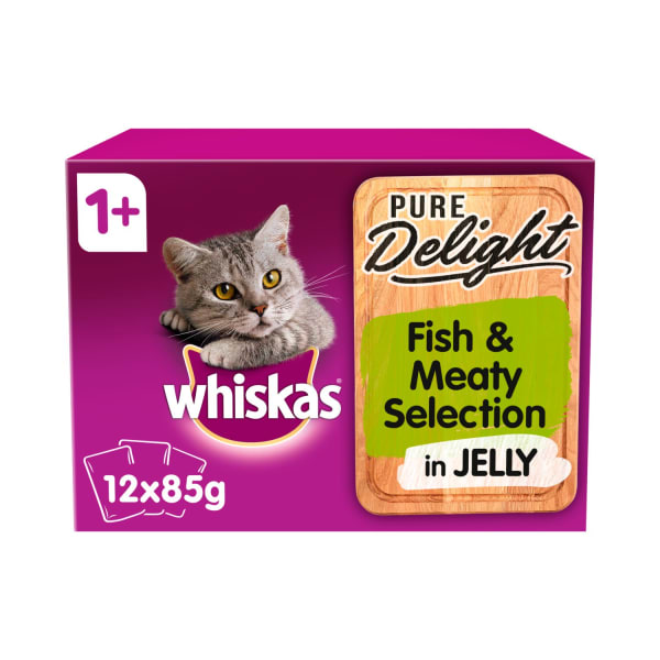 Image of WHISKAS 1+ Cat Pouches Pure Delight Fishy&Meaty Selection, 12 x 85g