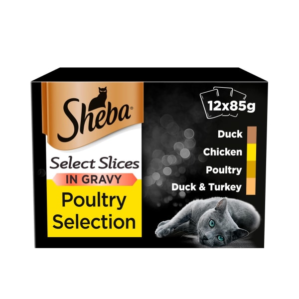 Image of Sheba Select Slices Adult/Senior Cat Wet Food Pouches - Poultry Collection in Gravy, 40 x 85g - Poultry Collection in Gravy