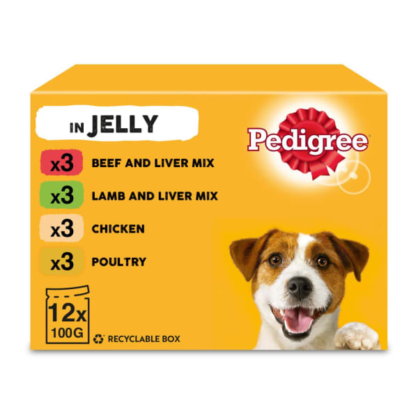 Image of Pedigree Adult Wet Dog Food Pouches - Mixed Selection in Jelly, 12 x 100g - Mixed Selection in Jelly