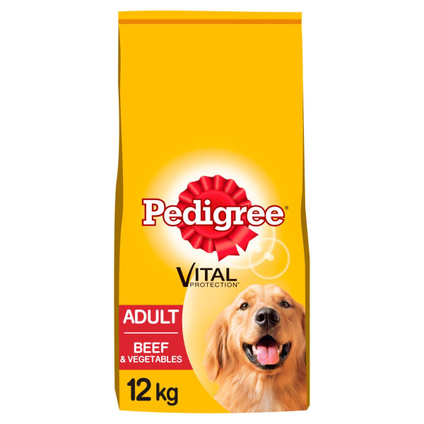 Image of Pedigree Adult Complete Dry Dog Food - Beef & Vegetables, 12kg - Beef & Vegetables