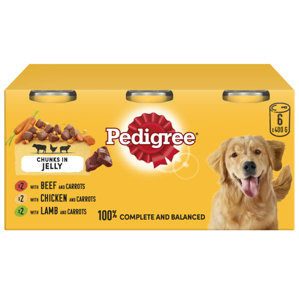 Image of Pedigree Adult Wet Dog Food Tins - Meaty Meals in Jelly, 6 x 400g - Meaty Meals in Jelly