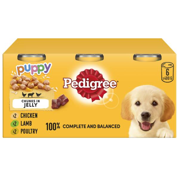 Image of Pedigree Puppy Wet Dog Food Tins - Mixed Selection in Jelly, 6 x 400g - Mixed Selection in Jelly