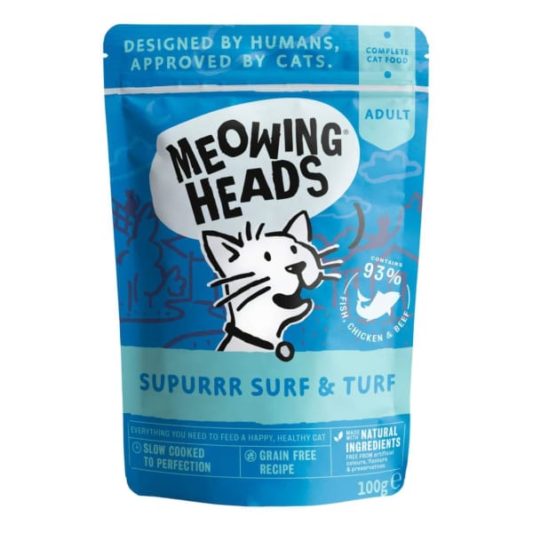 Image of Meowing Heads Supurrr Surf & Turf Wet Cat Food Pouch, 100g