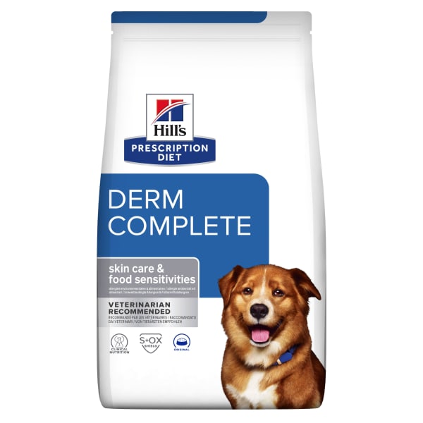 Image of Hill's Prescription Diet Derm Complete Skin Care and Food Sensitivities Adult/Senior Dry Dog Food - Original, 4kg - Egg & Rice
