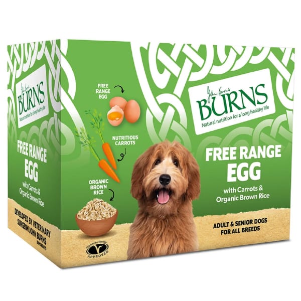 Image of Burns Adult and Senior Wet Dog Food - Egg with Carrots & Organic Brown Rice, 6 x 395g