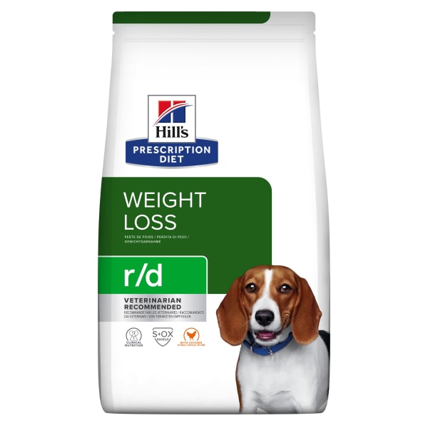 Image of Hill's Prescription Diet r/d Weight Reduction Adult/Senior Dry Dog Food with Chicken, 4kg - Chicken
