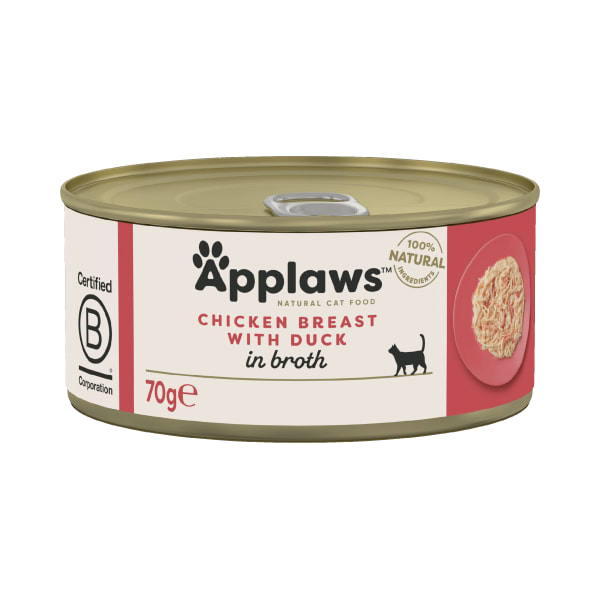 Image of Applaws Adult Dry Cat Food Tin - Chicken & Duck, 24 x 70g - Chicken & Duck